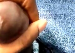 Stroking the head and crown of my dick until I explode