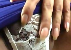 Sexy Paula cums after wanking off