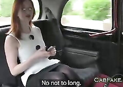 Large natural titties redhead Zara with too fine butt picked up by fake taxi driver and made to suck his biggest wang and drilled on backseat