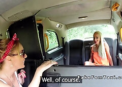 Huge Tits Licks Slim Blonde Lesbo With Taxi Driver