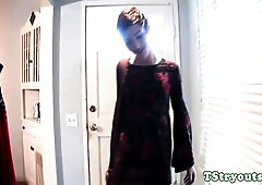 Trans Beauty Wanks Her Cock At Casting 6 Min