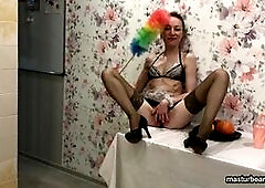 Natalya. I find housework a bit boring. To distract myself I think about sex. And that makes me undress and stick the mop in my cunt. Also a cucumber 