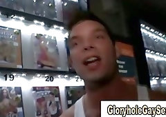 Gay guy gets cumshot after sucking cock