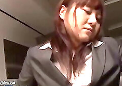 Japanese hottie in nylons enjoys getting licked