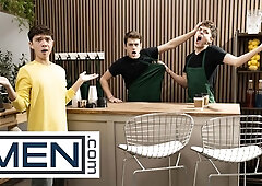 Men - Sam Ledger Asks Barista Joey Mills For Something Hot & Creamy So He Gets Cum All Over His Body