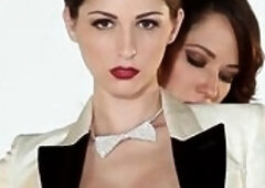 Big boobs lesbian MILF babes Ashley Lauren and Levi Marie softcore porn