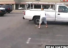 Group of studs jerking off onto some car doors