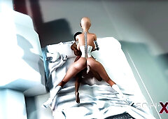 A super-fucking-hot hermaphroditism fuck-fest robot plows rock hard a black female in the sci-fi room