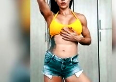 Shredded Abs & Vascular Arms in Yellow Bikini SEE THE FULL MOVIE SCENE ON C4S