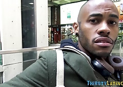 Muscled ebony latino sucks shlong in pov