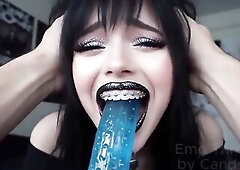 A I Punk Emo Sucks Her Sex-toy In Her Bedroom