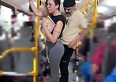 Slutty Student Gets Cumshot in Public on the Bus