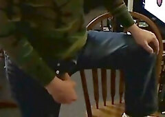 Jeans, army shirt and cock