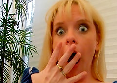 Blonde angel Mrs. Johnson is sucking a pretty big dick on the knees