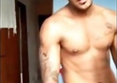 Hot muscle man perfects his girlfriend's body with his tongue