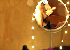 Obese Mirror - highly Offhand Idea to Film Rock-Hard Fuckpole with Jizz Flow in the obese Mirror.