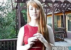 Hot redhead real estate agent ready to do some raunchy favors if it helps her sell this abode.