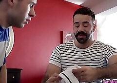 Pervy stepdad bareback fuck his stepson wet ass