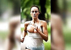 Breasty Honeys Running in Park - Titties slide Outdoor two [AI generated]