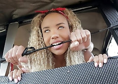 Awesome glamorous ebony Romy Indy screwed by a fake driver