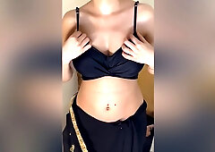Arabic Girl Wearing Saree And Flashing Boobs