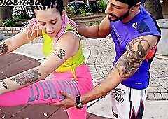 This babe's caught by a physical education teacher on a public street