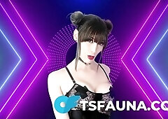 Transgender babe with a massive booty rides a dildo in reverse cowgirl POV