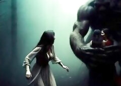Woman Running From Monster (AI Generated)