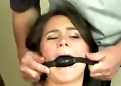 hottie ball gag and hogtied