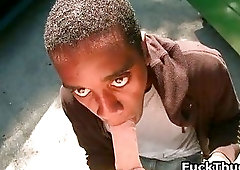 Dirty black gay dude sucks stiff white rod and gets his gay anus