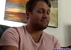 Facialized jock sucking on dick before bukkake