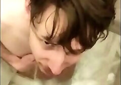 Urinal fag drinks piss from multiple guys