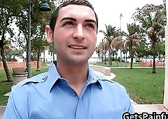 Tattooed homo boy gets huge black cock up the anus