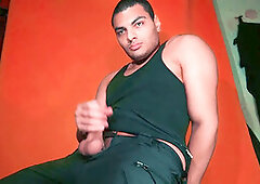 Big guy has a solo session with his massive cock