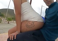 ADVENTURE SEX risky fuck at urban bus stop