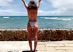 public ocean front yoga flow - yoga with grey