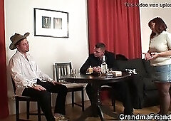 Strip poker leads to granny and boys teen threesome