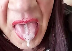 Chubby guy cum in CD's mouth