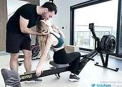 Gym Session Turned Into Rowing Machine Sex - Real Amateur Pair (POV, BJ & Doggy)