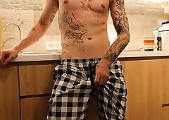 I Caught My Roommate Fingering His Ass in the Kitchen Then I Licked His Ass and Fucked Him