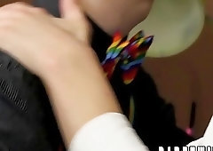 Nerdy twink sucked off and dicked down by his boyfriend