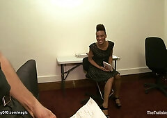 Bound black trainee made fuck dildo