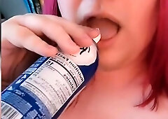 Plump Trans Woman Creamed by a Can