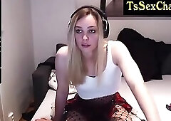 thin white t girl in fishnet pantyhose shows off her h