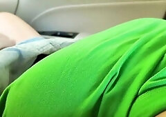 Sexy Breasty Chick in Jeans Jumpsuit lets Me Play with Her in the Car