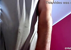 Guy Jizzes thru his T-shirt after edging his Moist Trunk *Moist Sounds, Whinging*