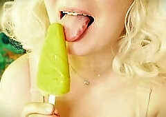 ASMR eating sounds MUKBANG fetish video close up in BRACES