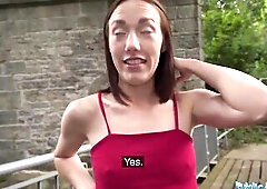 Public Agent - Russian brunette hair with constricted snatch sex outside