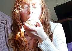 Violet lovely amateur redhead woman toying