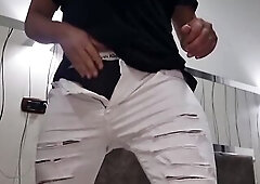 Large Weenie Spunk flow Close-Up - Lengthy Tugjob and Bawdy Talk - Stud Shows Off His Hard Knob